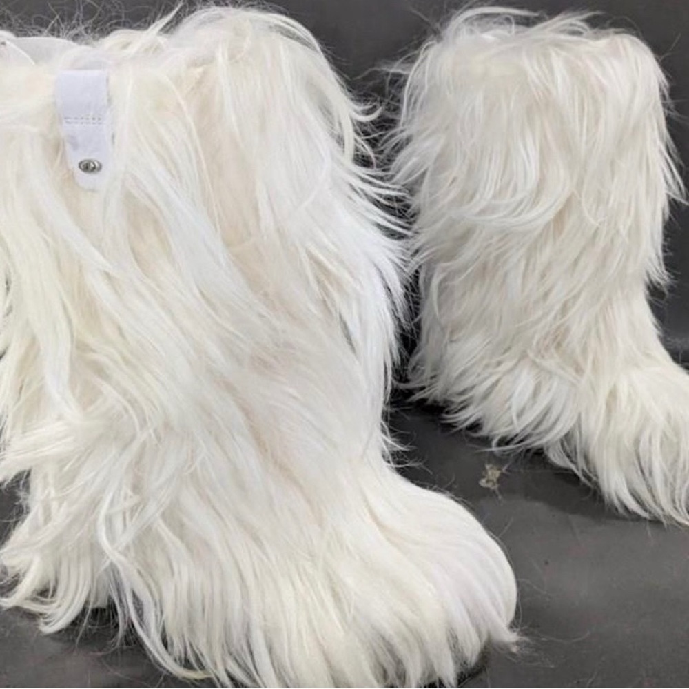 VINTAGE TECNICA YAGHI White Goat Fur Snow Boots US Women’s 8